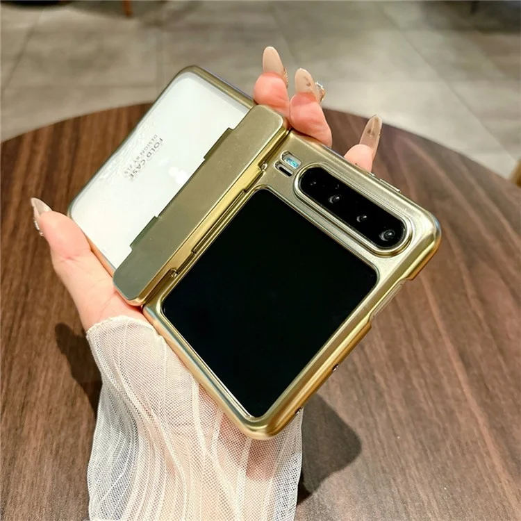 Cover per Huawei Pura X con Protezione Cerniera, Placcatura Rigida, Cover Trasparente per Telefono - Oro