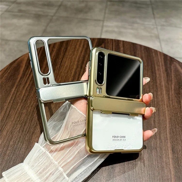 Cover per Huawei Pura X con Protezione Cerniera, Placcatura Rigida, Cover Trasparente per Telefono - Oro
