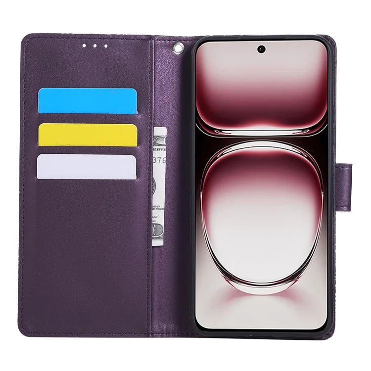 For Oppo Reno11 F 5G / F25 Pro 5G Case Rose Flower PU Leather Wallet Phone Cover with 3 Card Slots - Dark Purple
