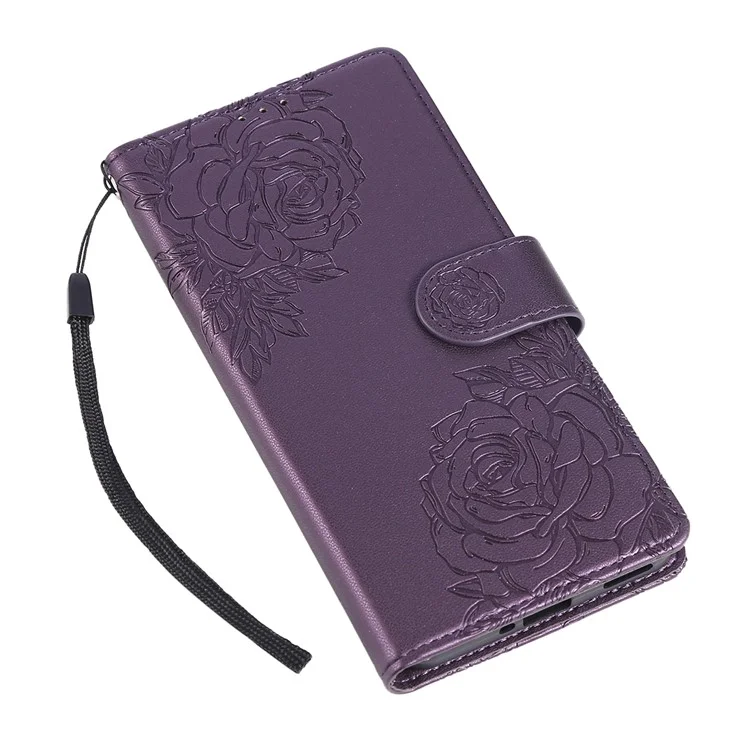 For Oppo Reno11 F 5G / F25 Pro 5G Case Rose Flower PU Leather Wallet Phone Cover with 3 Card Slots - Dark Purple