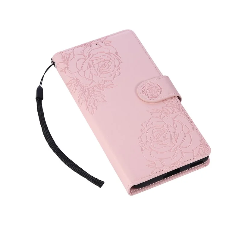 Für Oppo Reno11 Pro 5G (Global) / Reno11 (China) 5G Hülle Rosenblume PU-Leder Brieftasche Handyhülle mit 3 Kartenfächern - Roségold