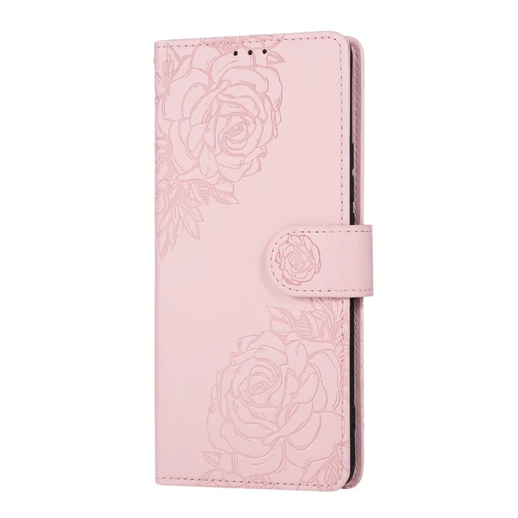 Für Oppo Reno11 Pro 5G (Global) / Reno11 (China) 5G Hülle Rosenblume PU-Leder Brieftasche Handyhülle mit 3 Kartenfächern - Roségold