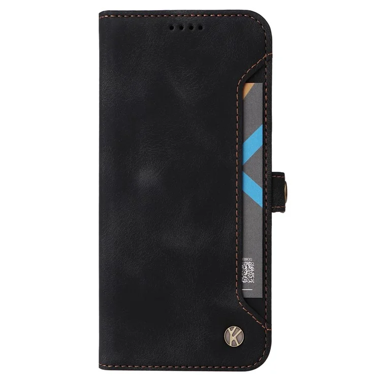 YIKATU YK-002 For iPhone X / XS 5.8 inch Outer Card Slot Design Skin-touch Feeling Folio Flip PU Leather Wallet Stand Shell Phone Case - Black