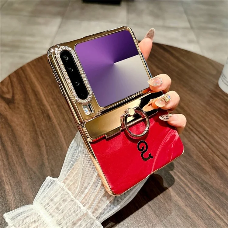 Per Huawei Pura X Custodia Placcatura Duro PC Copertina del telefono con Supporto ad Anello - Rosso