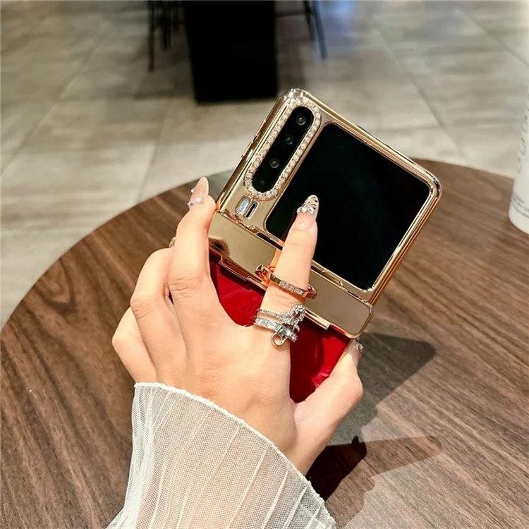 Per Huawei Pura X Custodia Placcatura Duro PC Copertina del telefono con Supporto ad Anello - Rosso
