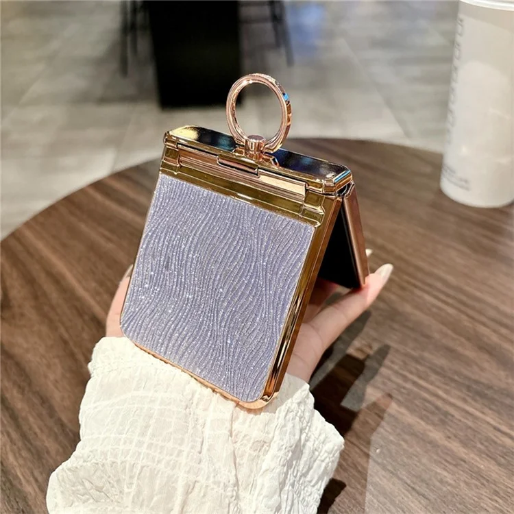 Pour Huawei P50 Pocket Étui avec Support de Bague Texture Ondulée Coque Rigide PC Électroplaquée - Violet
