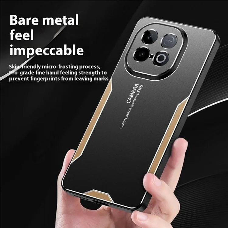 Чехол для телефона vivo iQOO Z10 Turbo 5G из алюминиевого сплава с TPU и ПК задней крышкой - Золотой