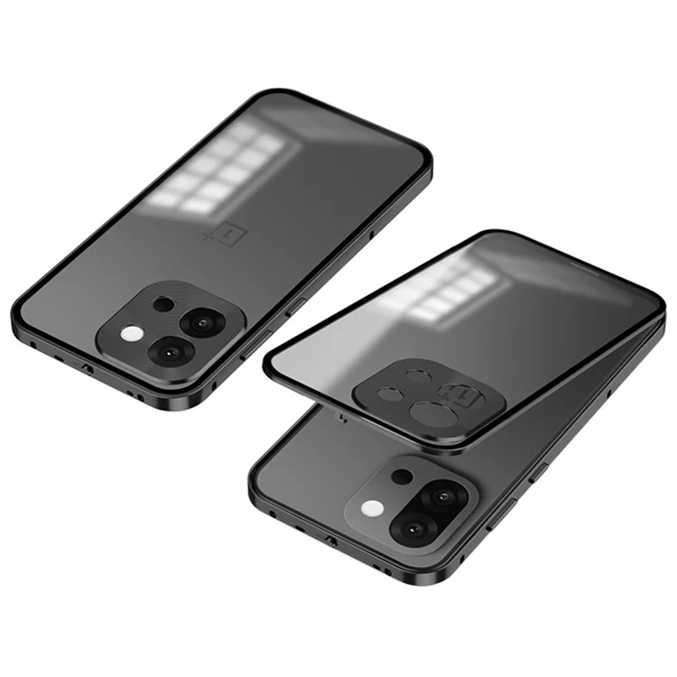 For OnePlus 13T 5G Matte Case Aluminium Alloy + PC Phone Cover Pop-Up Snap Lock - Black