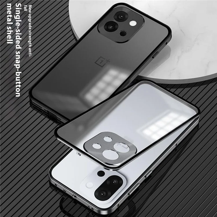 For OnePlus 13T 5G Matte Case Aluminium Alloy + PC Phone Cover Pop-Up Snap Lock - Black