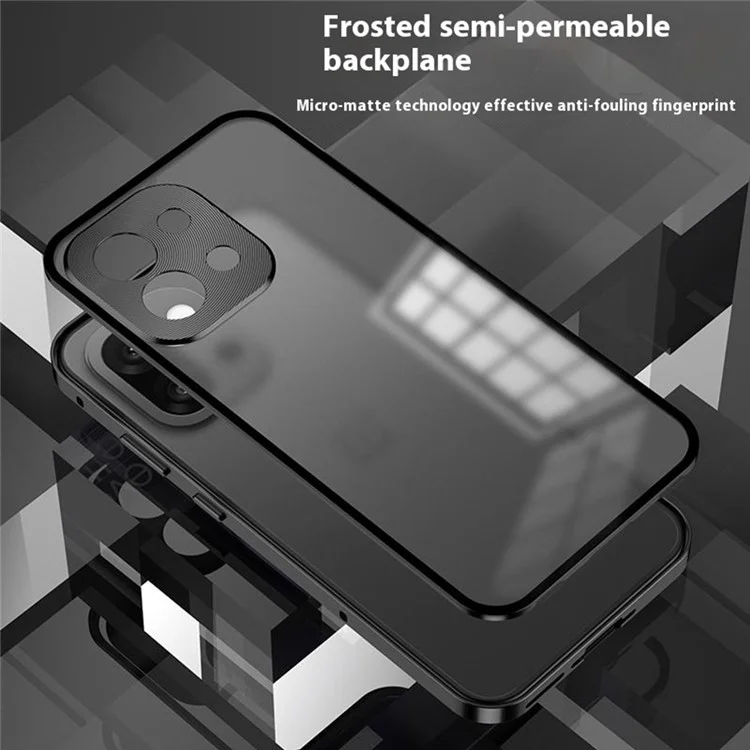 For OnePlus 13T 5G Matte Case Aluminium Alloy + PC Phone Cover Pop-Up Snap Lock - Black