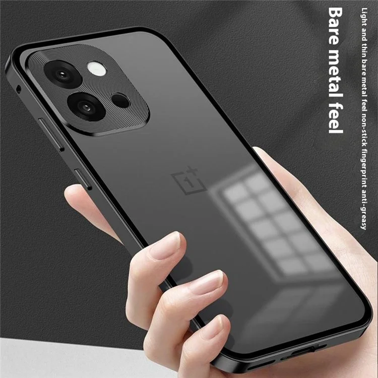 For OnePlus 13T 5G Matte Case Aluminium Alloy + PC Phone Cover Pop-Up Snap Lock - Black