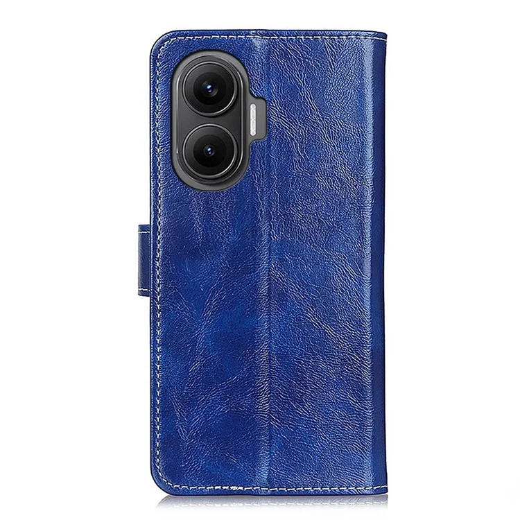 Funda tipo cartera de cuero para Xiaomi Redmi Turbo 4 Pro 5G con textura de caballo salvaje - Azul