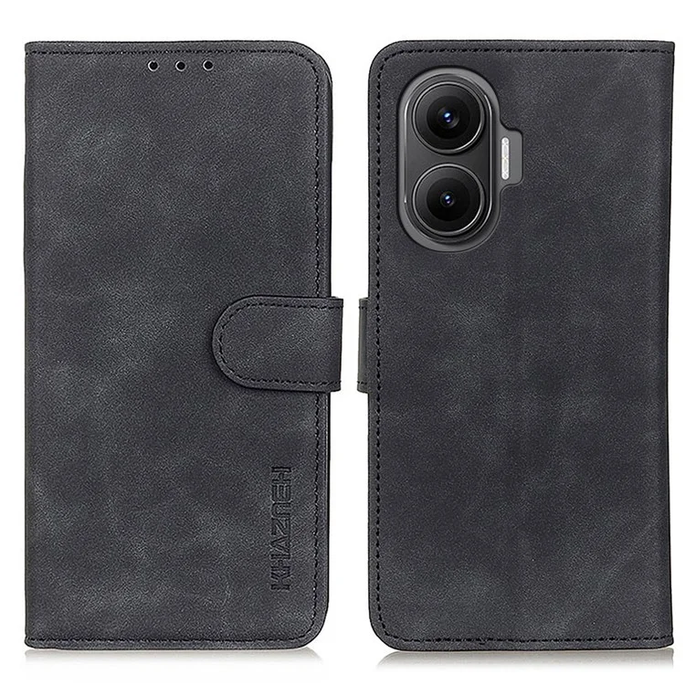 KHAZNEH para Xiaomi Redmi Turbo 4 Pro 5G Funda de Cuero PU Textura Retro Carcasa para Teléfono - Negro