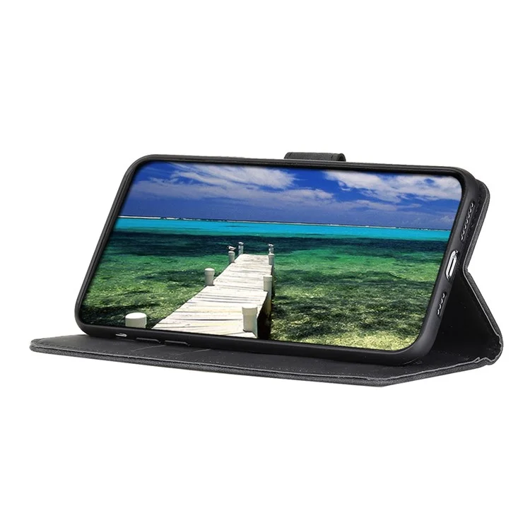 KHAZNEH para Xiaomi Redmi Turbo 4 Pro 5G Funda de Cuero PU Textura Retro Carcasa para Teléfono - Negro