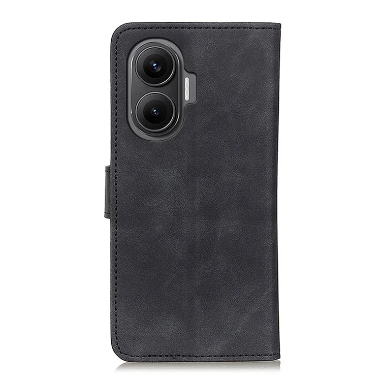 KHAZNEH para Xiaomi Redmi Turbo 4 Pro 5G Funda de Cuero PU Textura Retro Carcasa para Teléfono - Negro