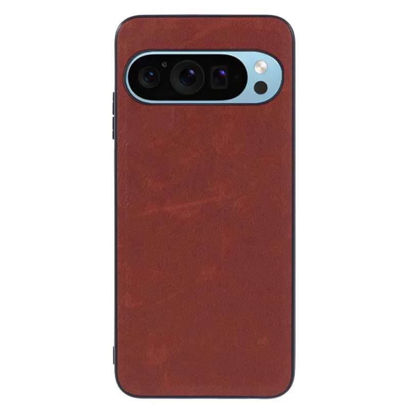 For Google Pixel 9 Pro XL Case Retro Leather Coated PC + TPU Phone Cover - Brown