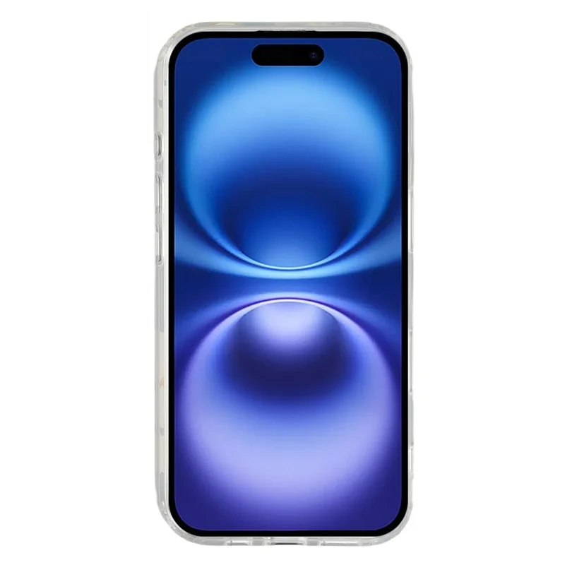 For iPhone 16 Plus Magnetic Case IMD Flower Pattern TPU + PC Clear Back Phone Cover - Style C