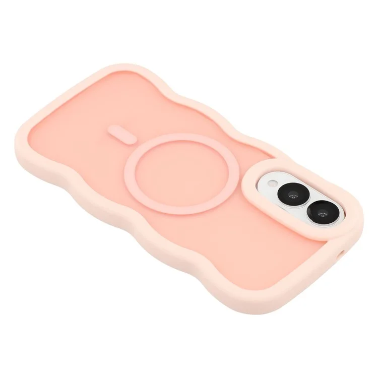 For Samsung Galaxy S25 Edge Case Compatible with MagSafe TPU + PC Phone Back Cover Skin Touch Wave Shape - Pink