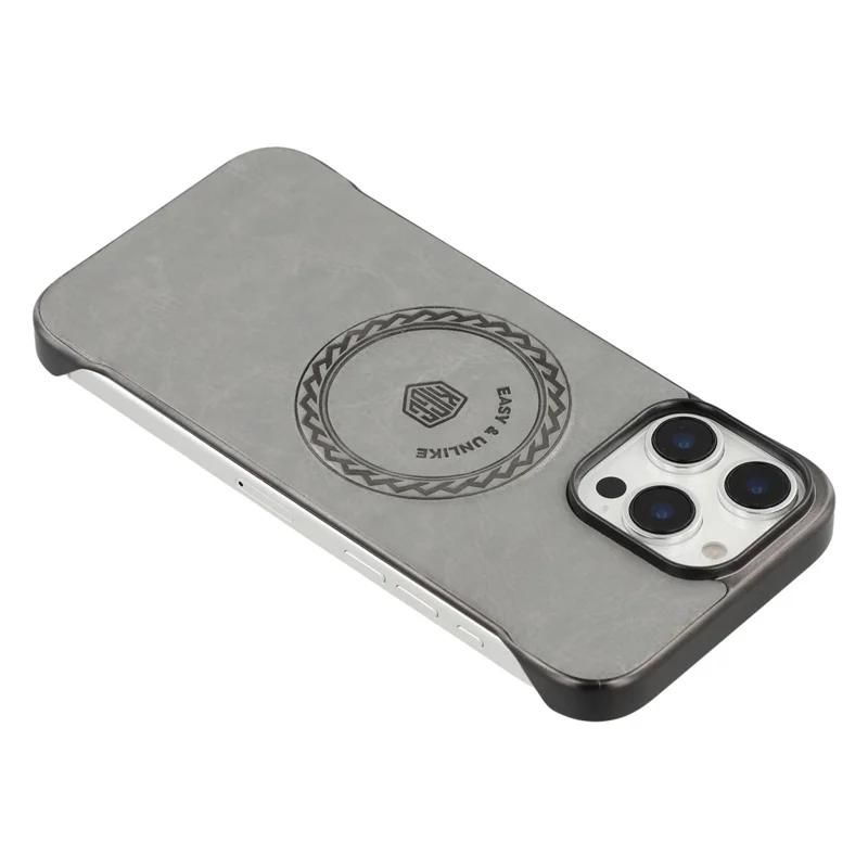 KIGC For iPhone 15 Pro Magnetic Case Electroplating PC + PU Phone Back Cover - Grey