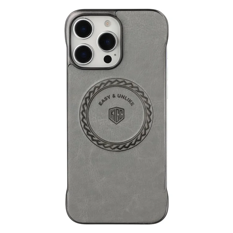 KIGC For iPhone 15 Pro Max Magnetic Case Electroplating PC + PU Phone Back Cover - Grey