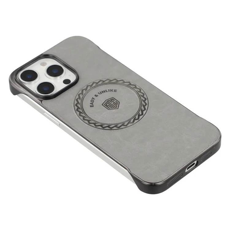 KIGC For iPhone 15 Pro Max Magnetic Case Electroplating PC + PU Phone Back Cover - Grey