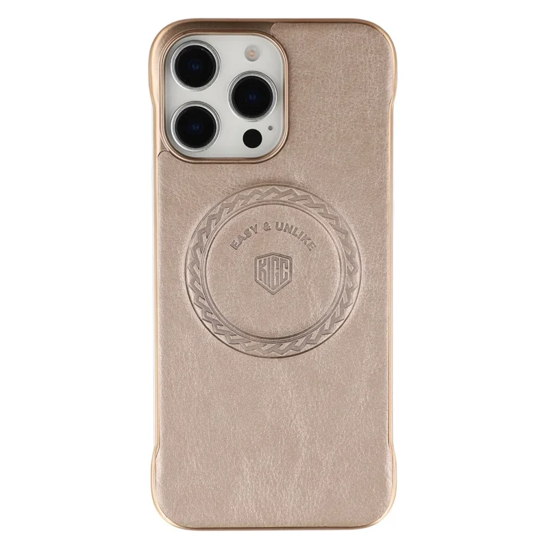 KIGC For iPhone 15 Pro Max Magnetic Case Electroplating PC + PU Phone Back Cover - Gold