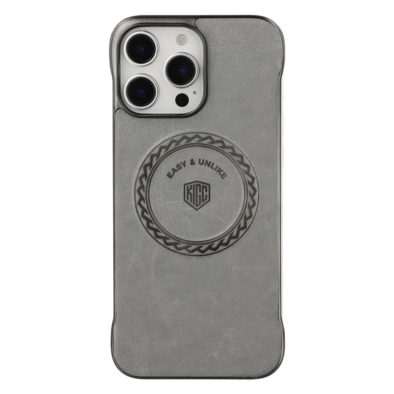 KIGC For iPhone 14 Pro Max Magnetic Case Electroplating PC + PU Phone Back Cover - Grey