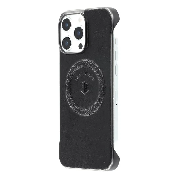 KIGC For iPhone 14 Pro Max Magnetic Case Electroplating PC + PU Phone Back Cover - Black