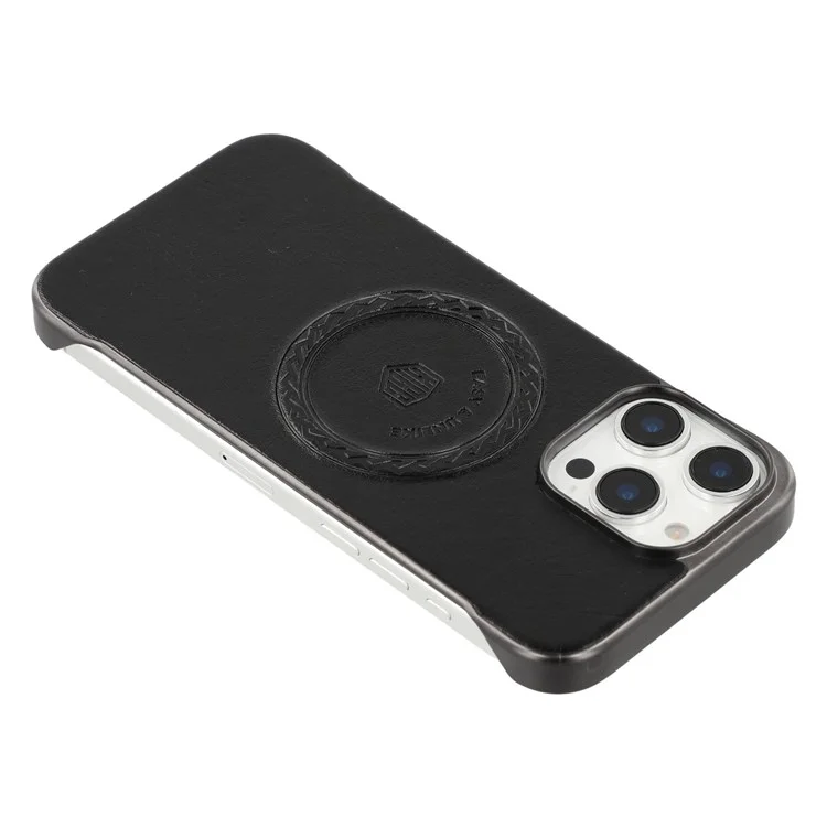 KIGC For iPhone 14 Pro Max Magnetic Case Electroplating PC + PU Phone Back Cover - Black