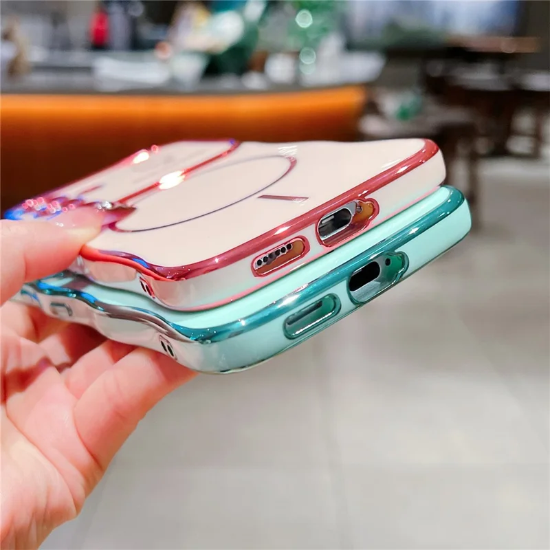 For Samsung Galaxy S25+ / S24+ Magnetic Case Electroplating Wave Edge TPU Phone Cover Heart Pattern - Black