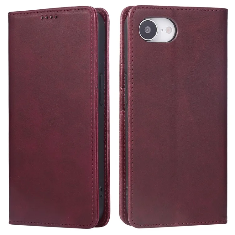 For iPhone 16e Case RFID Blocking PU Leather Phone Wallet Cover - Wine Red