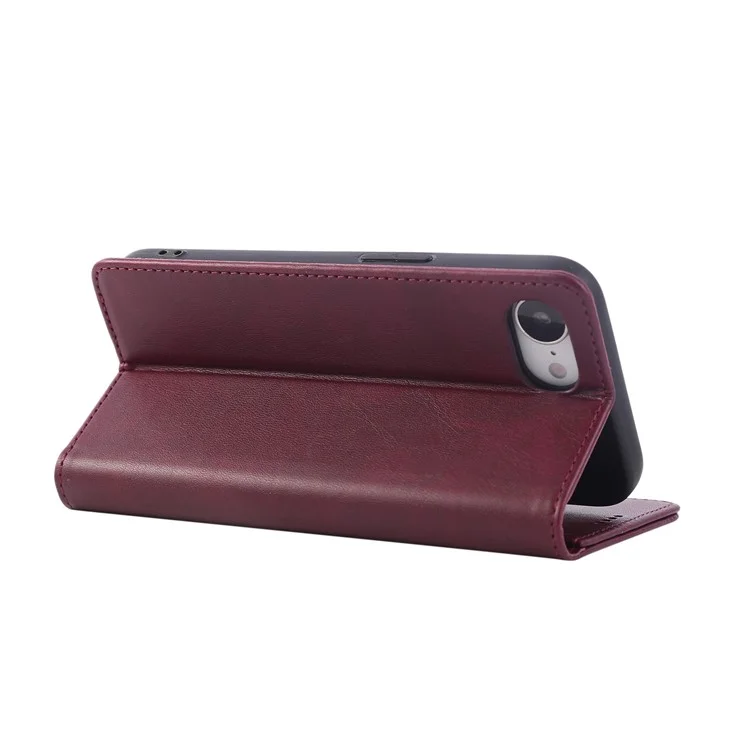 For iPhone 16e Case RFID Blocking PU Leather Phone Wallet Cover - Wine Red