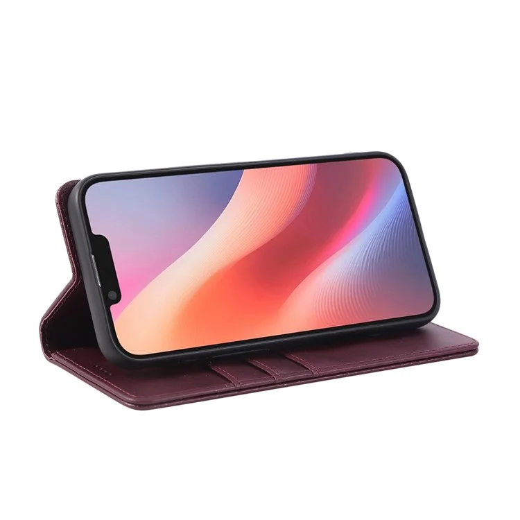 For iPhone 16e Case RFID Blocking PU Leather Phone Wallet Cover - Wine Red