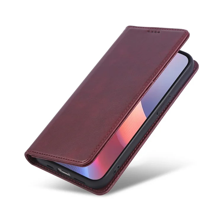 For iPhone 16e Case RFID Blocking PU Leather Phone Wallet Cover - Wine Red