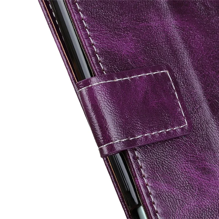 For Xiaomi Redmi 13x 4G Case Wallet Leather Phone Cover Crazy Horse Texture - Purple