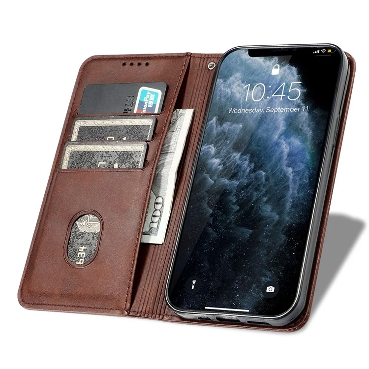 Чехол-книжка для iPhone 16e с оленем Lucky Deer и магнитным замком, кожаный кошелек - Коричневый