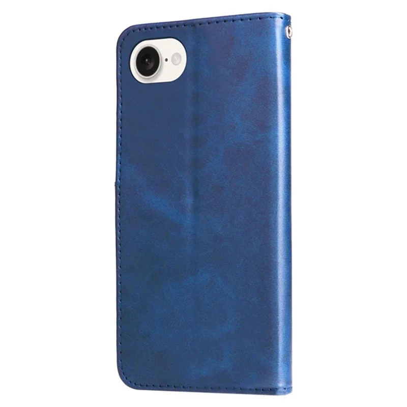 For iPhone 17e / 16e Stand Case Lucky Deer Imprinted Magnetic Closure Leather Wallet Phone Cover - Blue