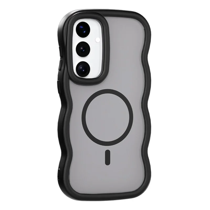 For Samsung Galaxy A16 5G / A16 4G Magnetic Case TPU + PC Phone Back Cover Skin Touch Wave Shape - Black