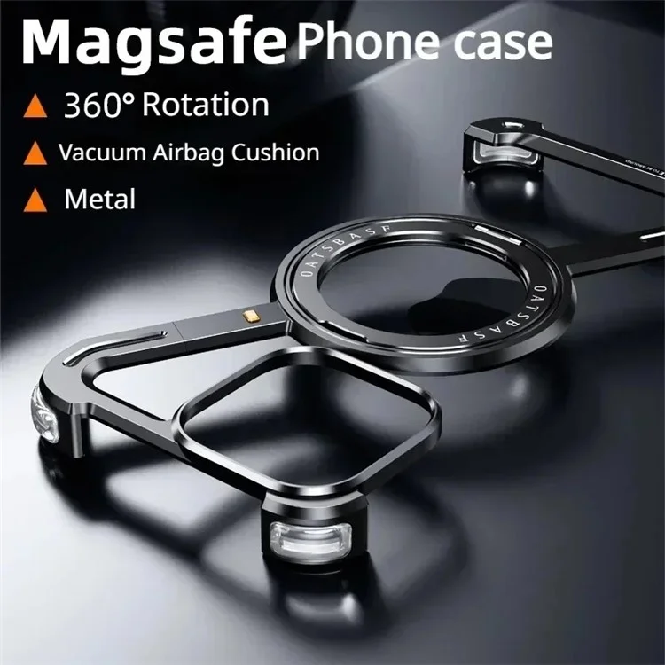 Coque Bumper pour iPhone 16 Pro Design en Z Magnétique sans Bordure avec Support - Noir
