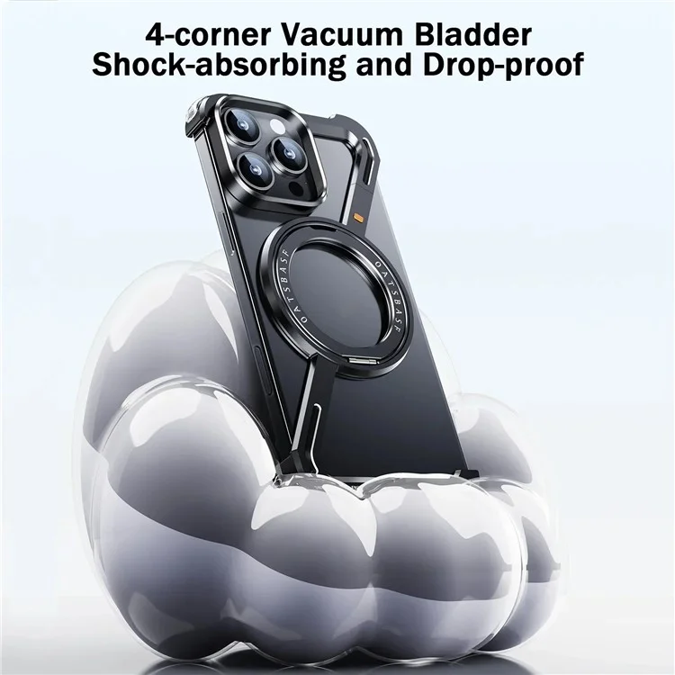Coque Bumper pour iPhone 16 Pro Design en Z Magnétique sans Bordure avec Support - Noir