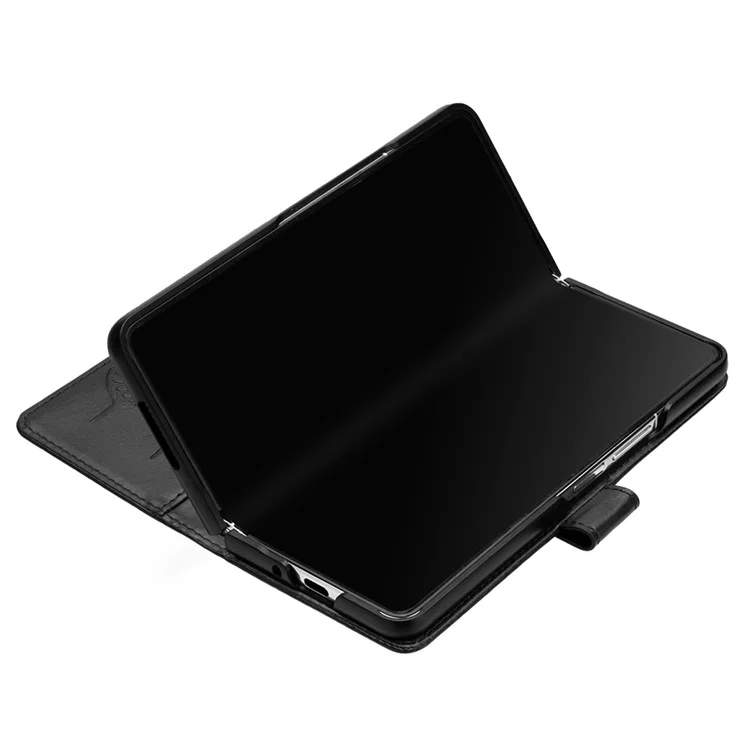 For Samsung Galaxy Z Fold4 5G Wallet Case with Wrist Strap Butterfly Imprint Leather Phone Cover - Black