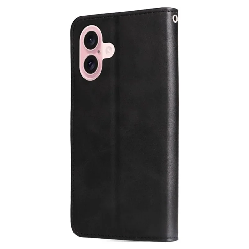 For iPhone 16 Stand Case Lucky Deer Imprinted Magnetic Closure Leather Wallet Phone Cover - Black