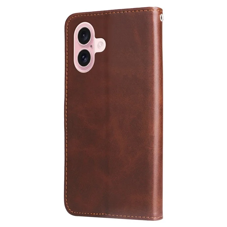 Чехол-подставка Lucky Deer для iPhone 16 Plus с магнитным замком и кожаным карманом для карт - Коричневый