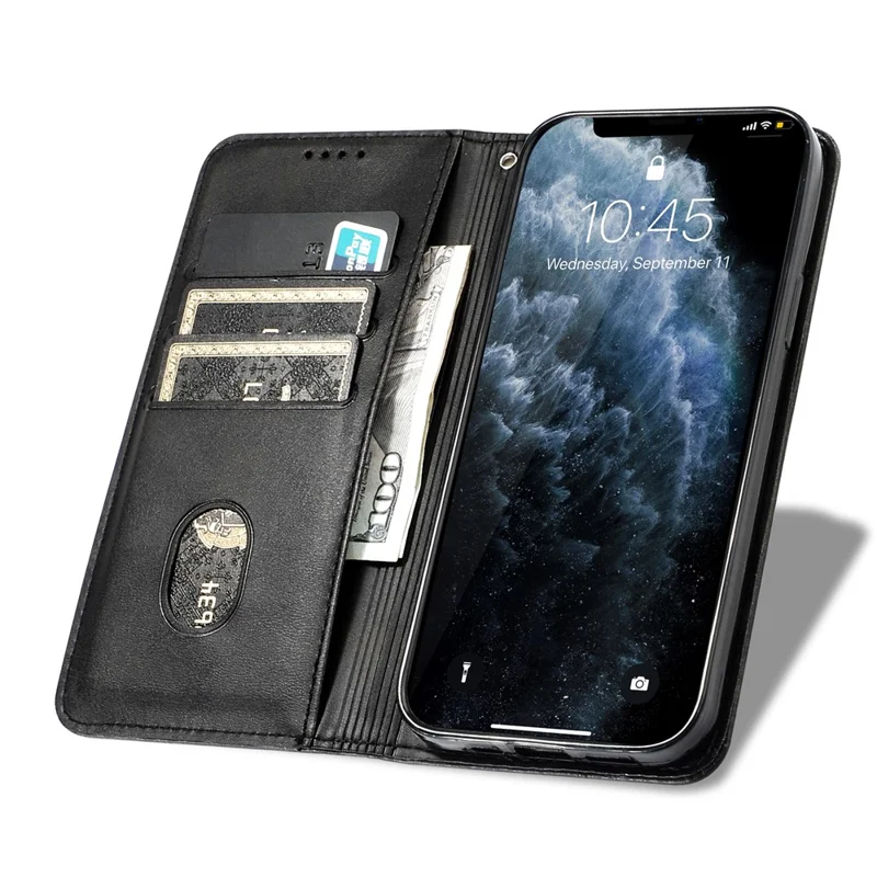 For iPhone 16 Plus Stand Case Lucky Deer Imprinted Magnetic Closure Leather Wallet Phone Cover - Black