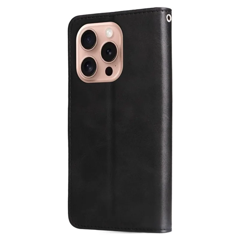 For iPhone 16 Pro Max Stand Case Lucky Deer Imprinted Magnetic Closure Leather Wallet Phone Cover - Black