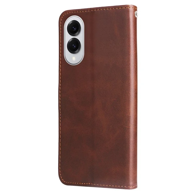 Чехол для Samsung Galaxy S25 Edge со стендом с рисунком Lucky Deer, с магнитным замком, кожаный кошелек для телефона - Коричневый