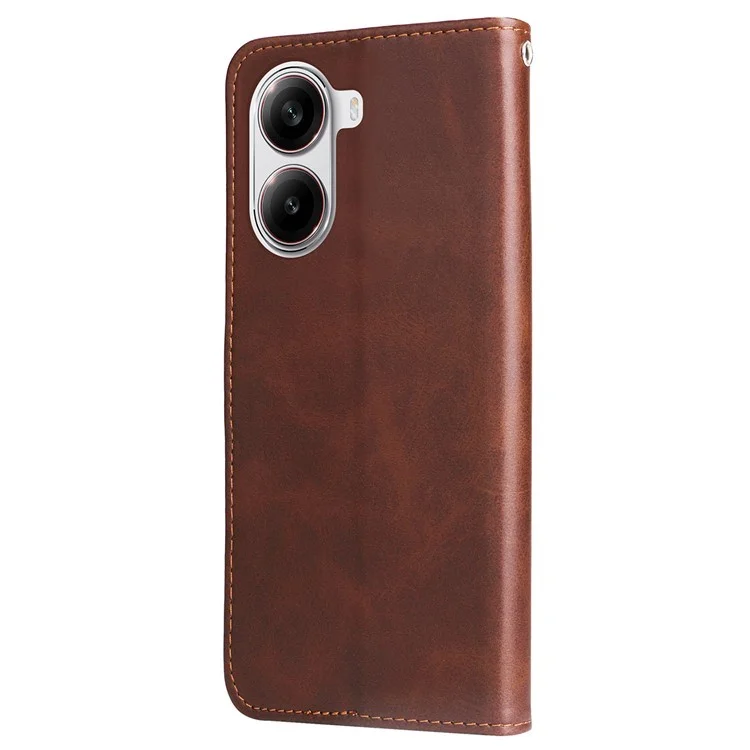 For Xiaomi Redmi Turbo 4 5G / Poco X7 Pro 5G Stand Case Lucky Deer Imprinted Magnetic Closure Leather Wallet Phone Cover - Brown