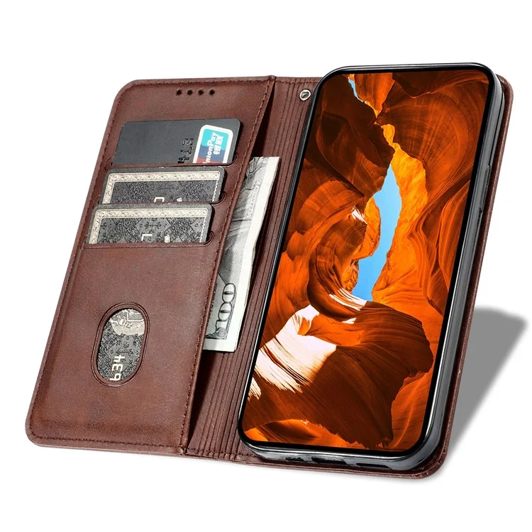 For Honor 400 Lite Stand Case Lucky Deer Imprinted Magnetic Closure Leather Wallet Phone Cover - Brown