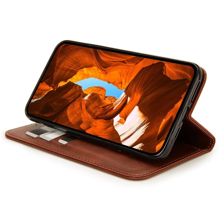 For Honor 400 Lite Stand Case Lucky Deer Imprinted Magnetic Closure Leather Wallet Phone Cover - Brown
