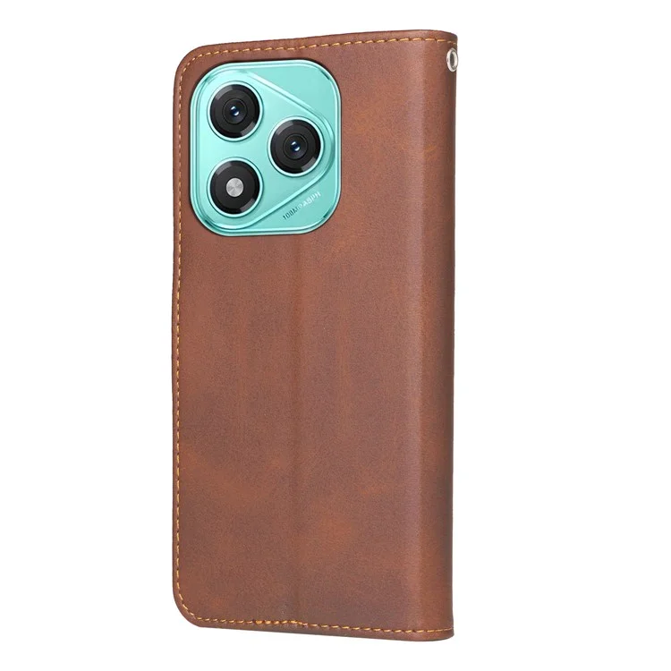 For Honor 400 Lite Stand Case Lucky Deer Imprinted Magnetic Closure Leather Wallet Phone Cover - Brown